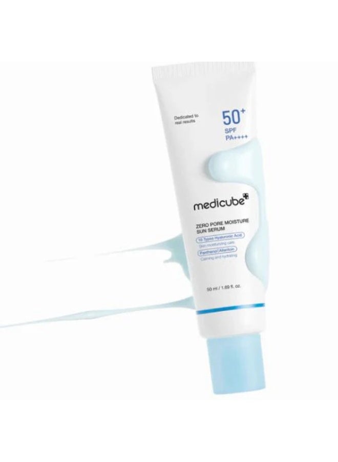Medicube Zero Pore Moisture Sun Serum SPF 50 (50ml), Lightweight Hydrating Chemical Sunscreen for Sensitive & Oily Skin, Broad Spectrum UV Protection Serum Minimizes Pores & Leaves No White Cast - Image 2